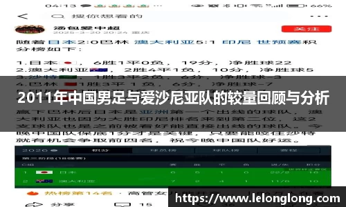 2011年中国男足与爱沙尼亚队的较量回顾与分析